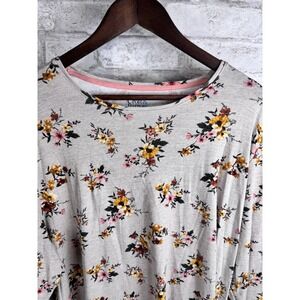 Croft & Barrow Classic Tee Top 100% Cotton Cream Neutral Floral Long Slv Size 3x